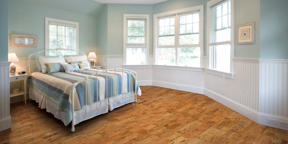 Cork flooring in bedroom