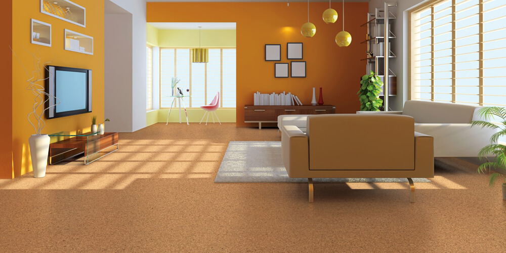 Cork flooring in living room