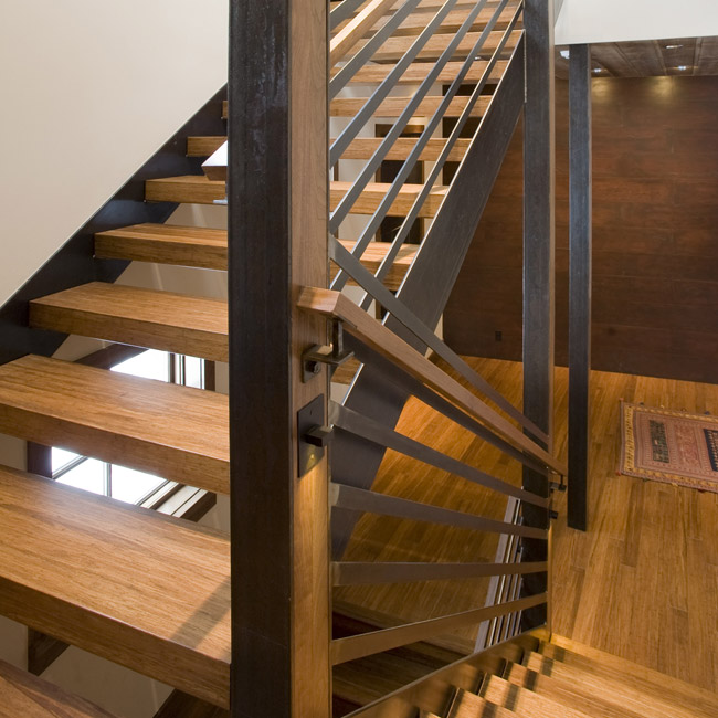 Shot of stairs with bamboo wood