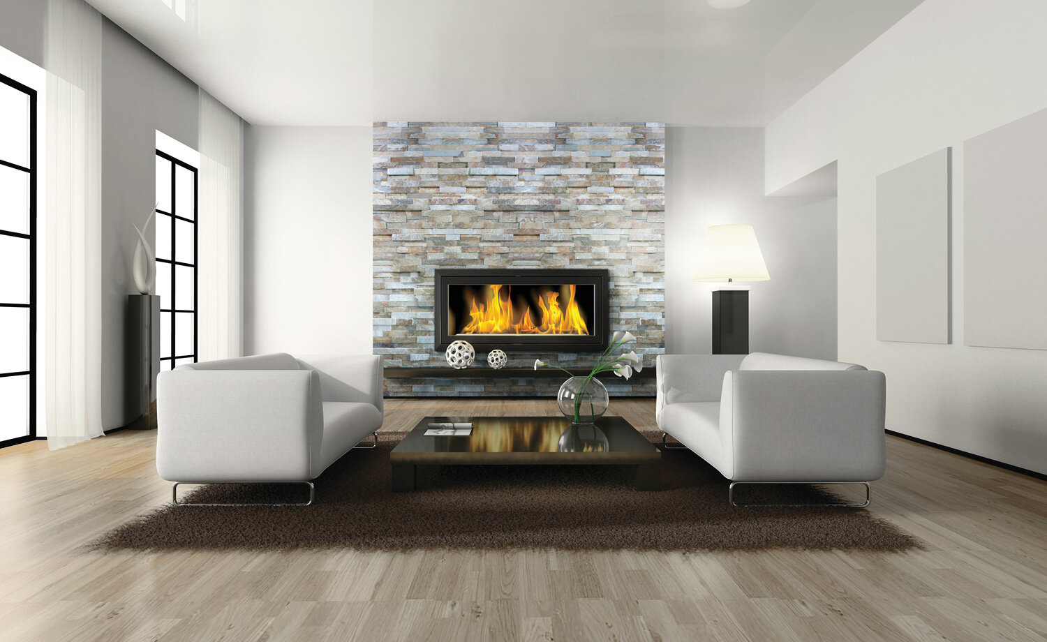 fireplace ledgers in a modern home in portland oregon