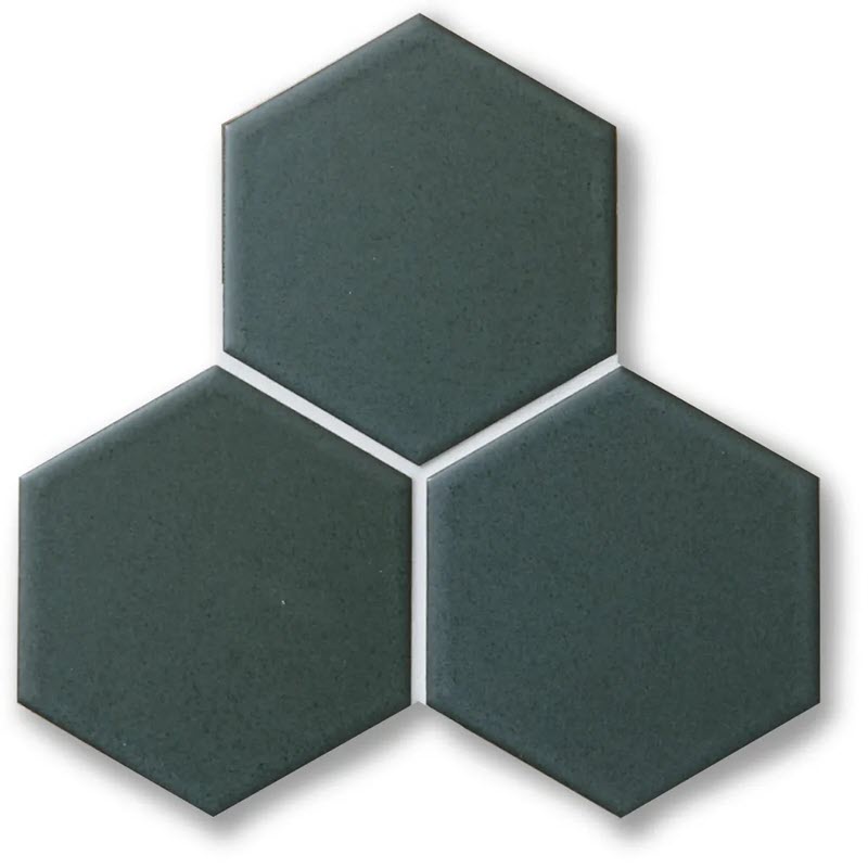 Cepac Rokka 4” hexagon tile in color “Peacock”