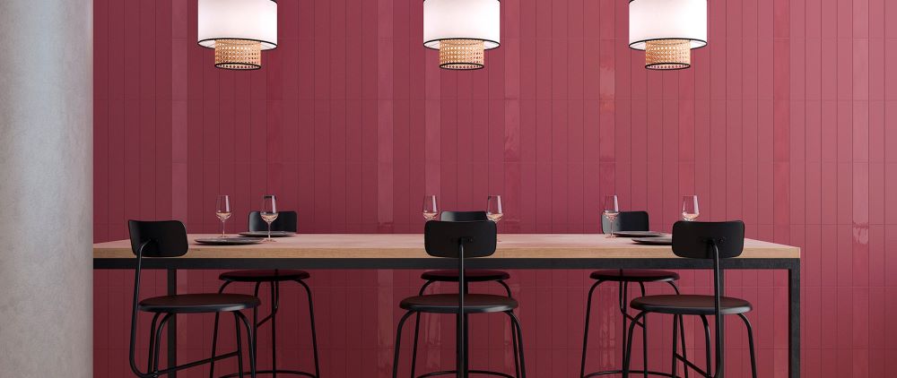 Magenta balances boldness and fun, confidence and humanity. Ceramic Wall Tile WOW in Berry