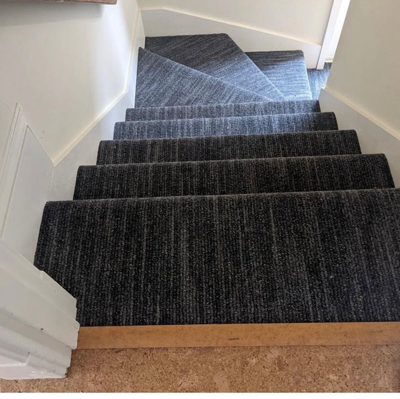 This carpet pattern is like having the perfect denim fabric on your stairs.