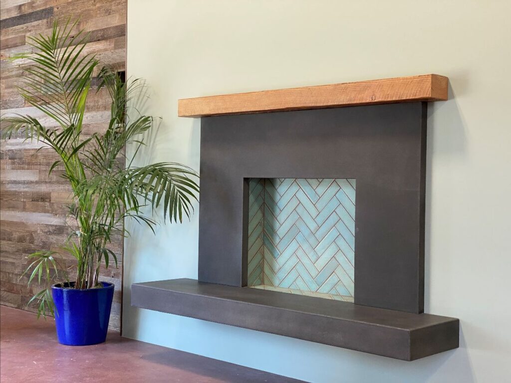 As you enter from the street, you'll be drawn to the fireplace tile installation feature.