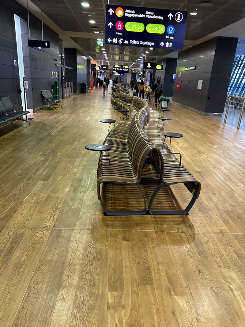 You'll encounter Valinge's Woodura hardened wood flooring in the Reykjavik airport in Iceland